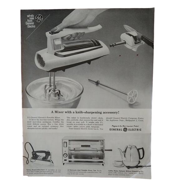 GE Appliances - Mixer Coffee Maker Kitchen - Vtg 1961 B&W Print Ad - Picture 10 of 10